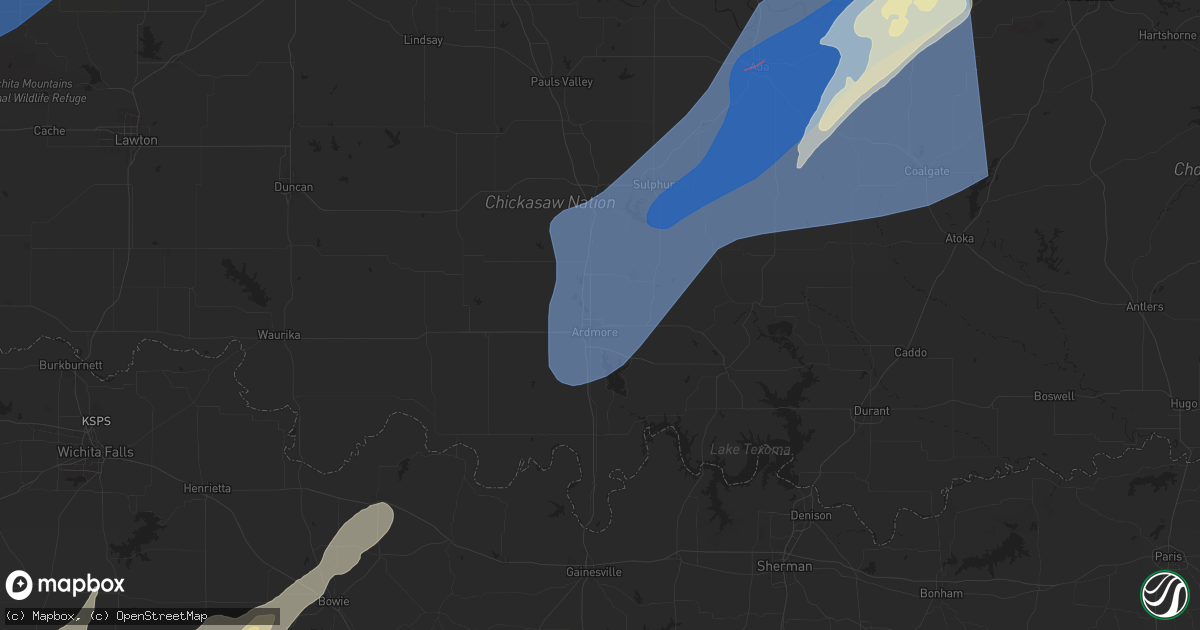 Hail map in Ardmore, OK on March 3, 2025