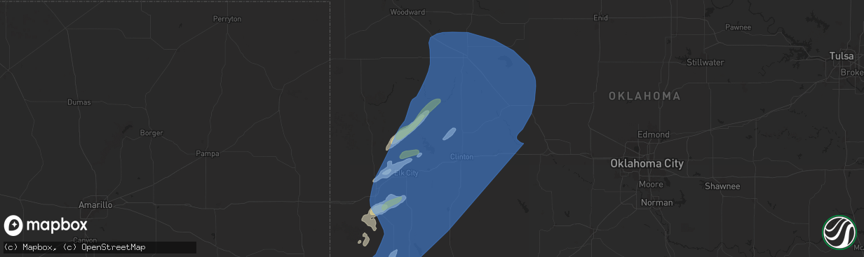 Hail map in Butler, OK on March 3, 2025