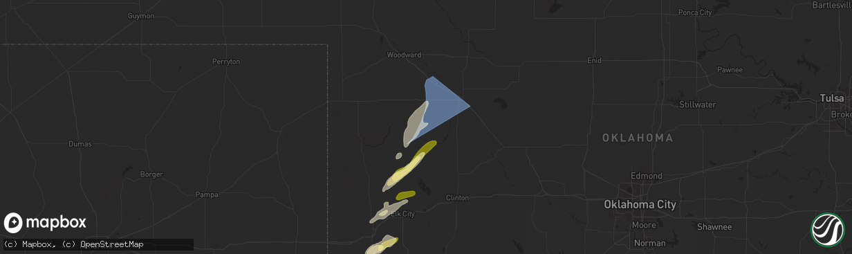 Hail map in Camargo, OK on March 3, 2025