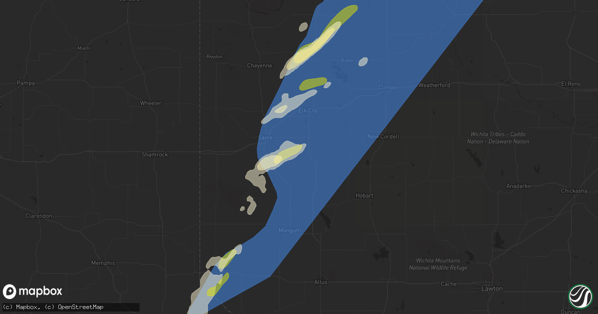 Hail map in Carter, OK on March 3, 2025