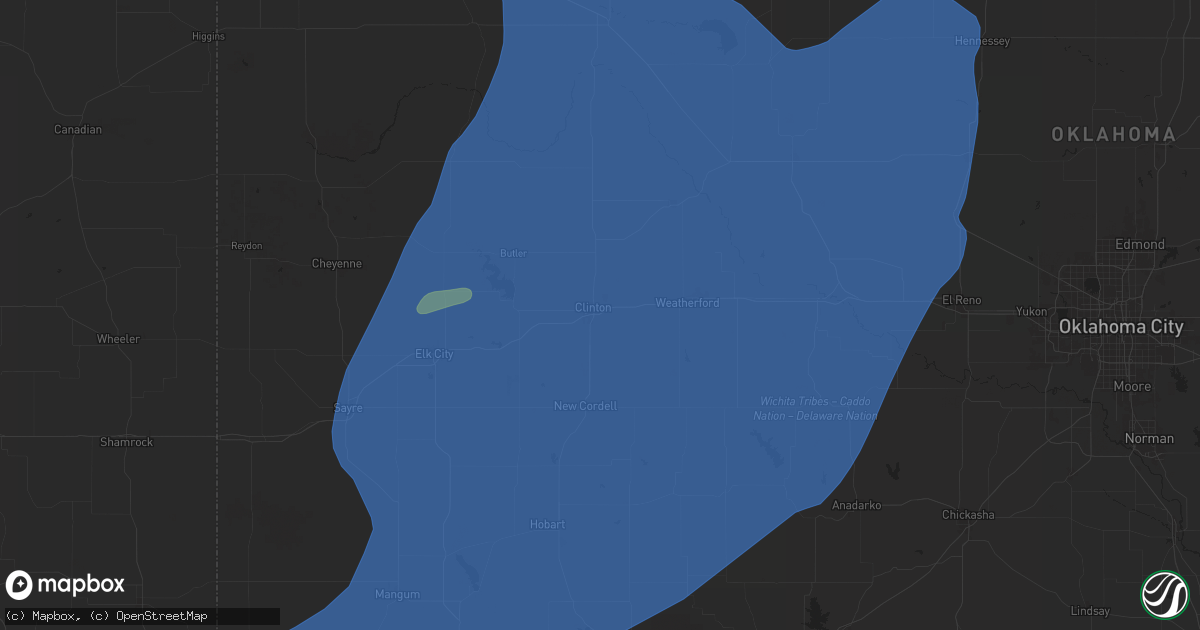 Hail map in Clinton, OK on March 3, 2025