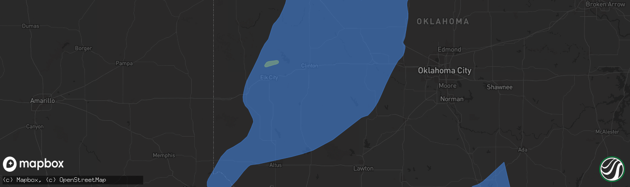 Hail map in Cordell, OK on March 3, 2025