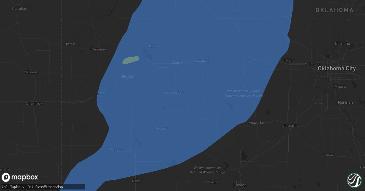 Hail map in Cordell, OK on March 3, 2025