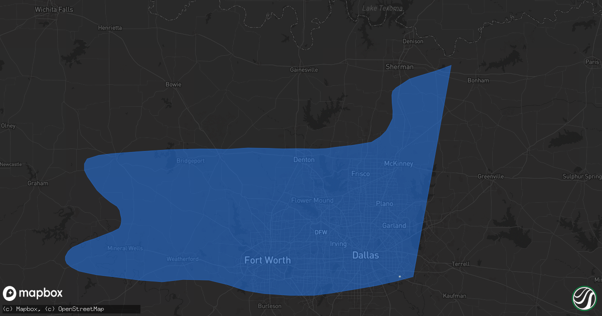 Hail map in Denton, TX on March 3, 2025