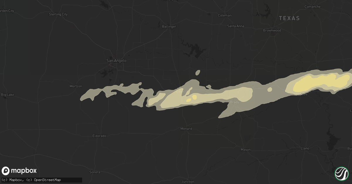 Hail map in Eden, TX on March 3, 2025