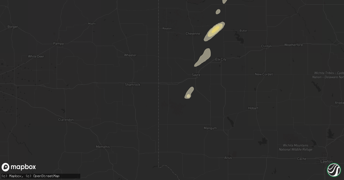 Hail map in Erick, OK on March 3, 2025