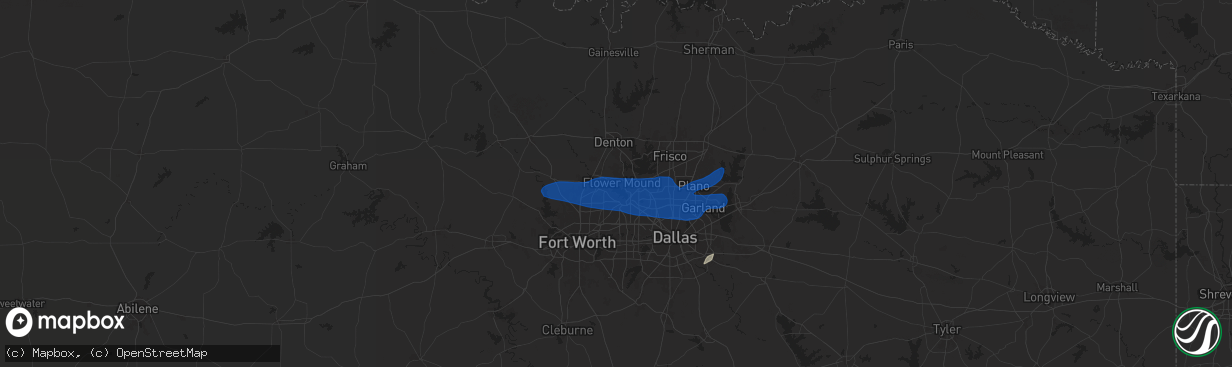 Hail map in Flower Mound, TX on March 3, 2025