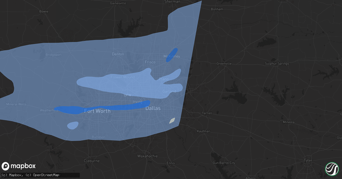Hail map in Garland, TX on March 3, 2025