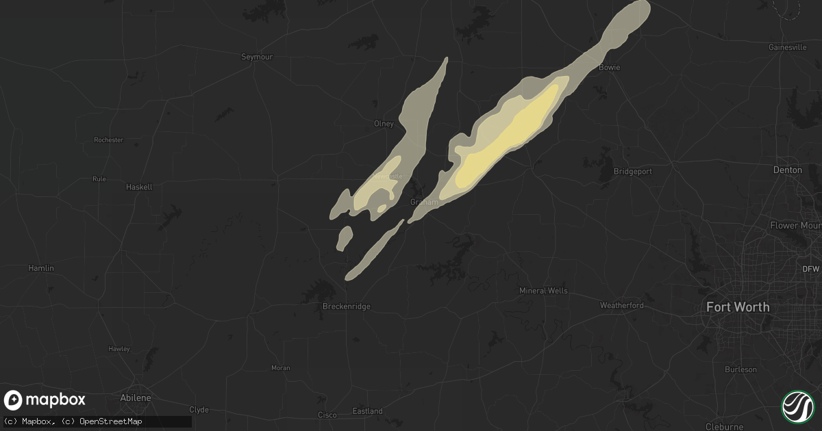 Hail map in Graham, TX on March 3, 2025