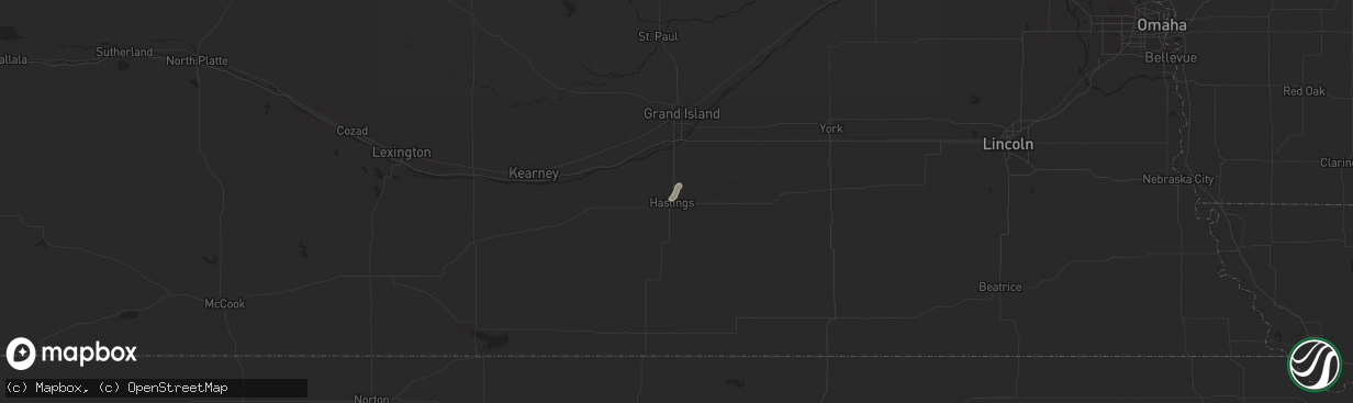 Hail map in Hastings, NE on March 3, 2025