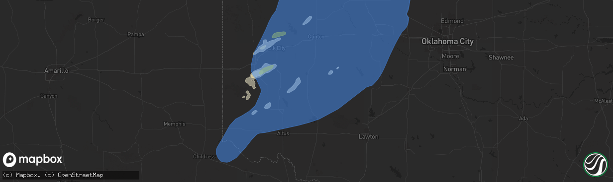 Hail map in Hobart, OK on March 3, 2025