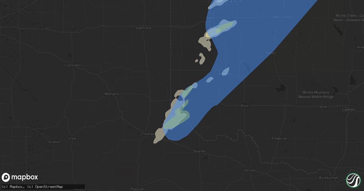 Hail map in Hollis, OK on March 3, 2025