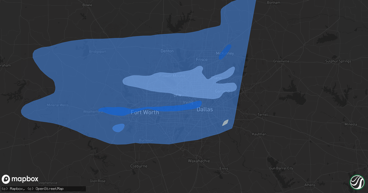 Hail map in Irving, TX on March 3, 2025