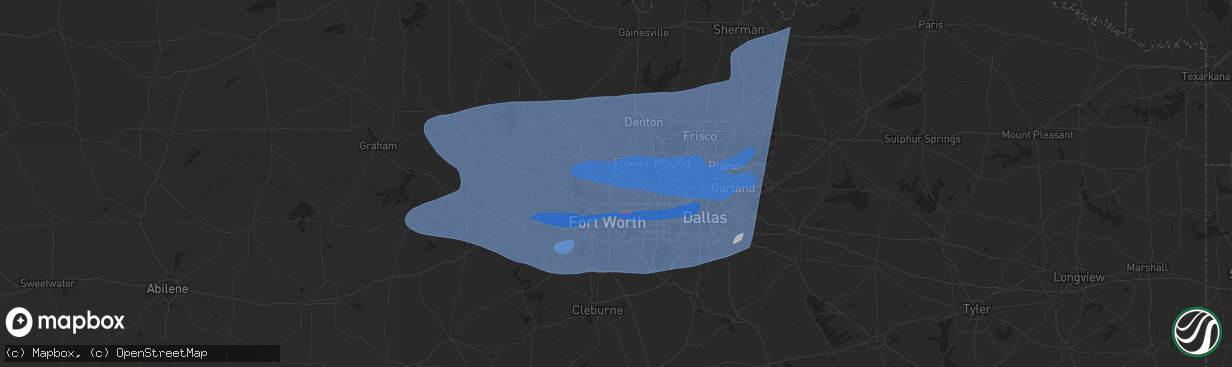 Hail map in Keller, TX on March 3, 2025