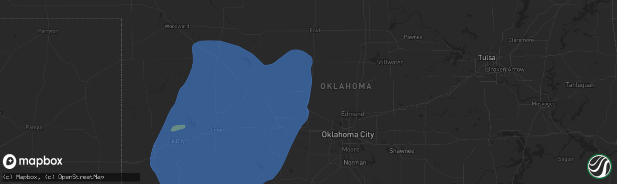 Hail map in Kingfisher, OK on March 3, 2025