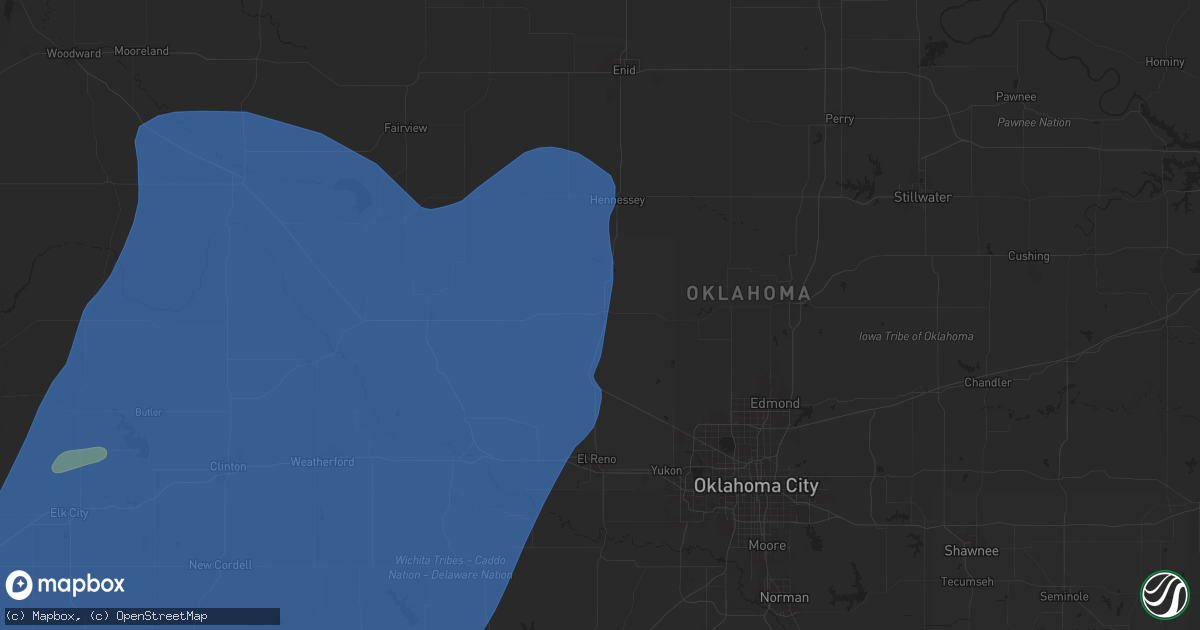 Hail map in Kingfisher, OK on March 3, 2025