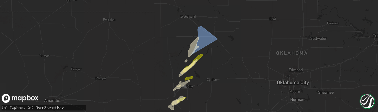 Hail map in Leedey, OK on March 3, 2025