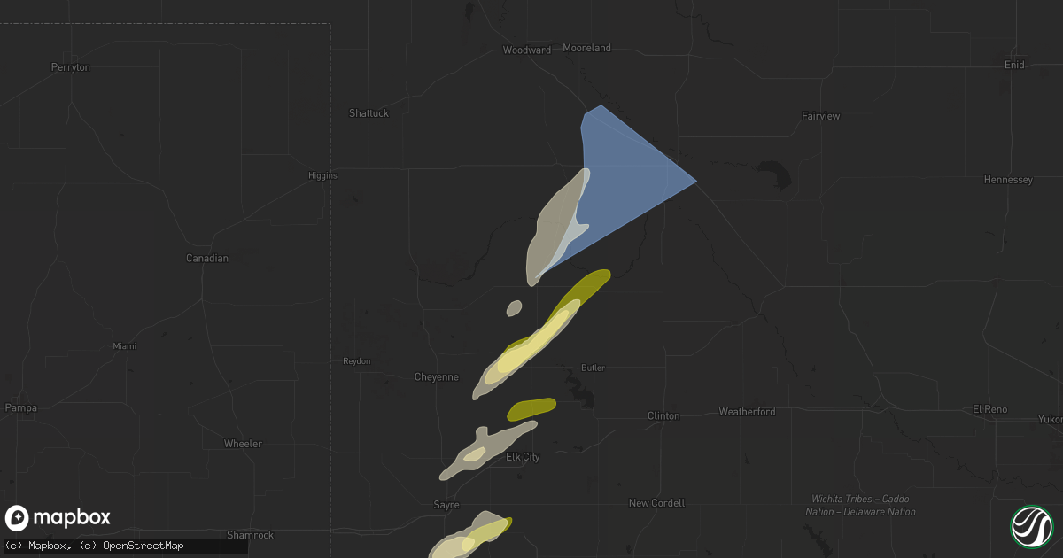 Hail map in Leedey, OK on March 3, 2025