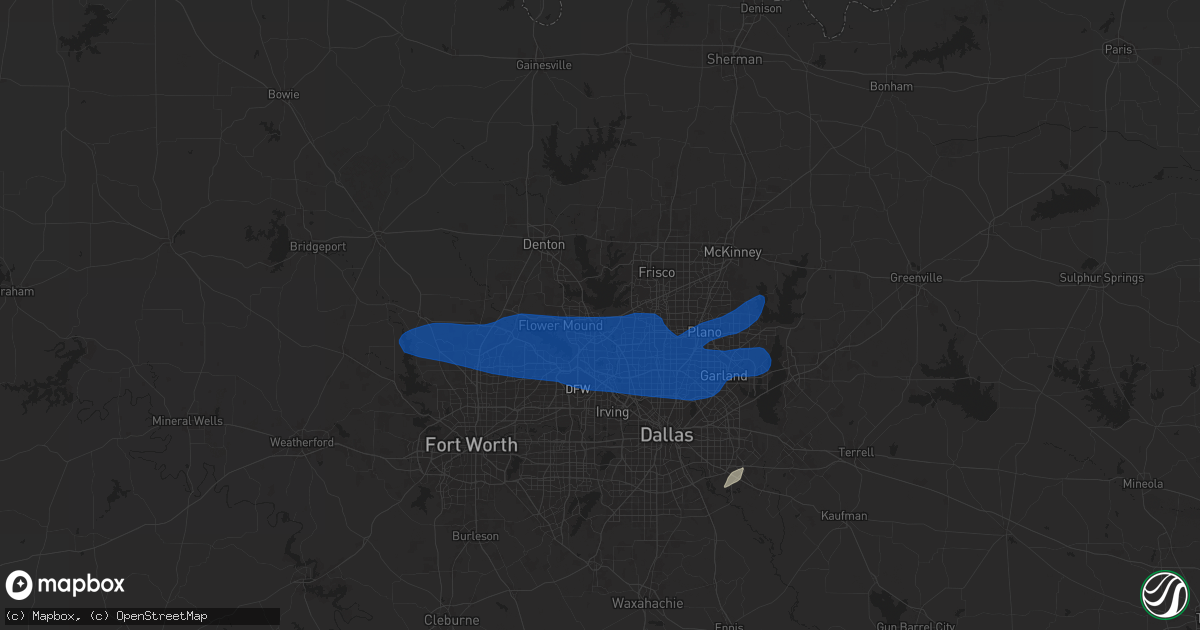 Hail map in Lewisville, TX on March 3, 2025