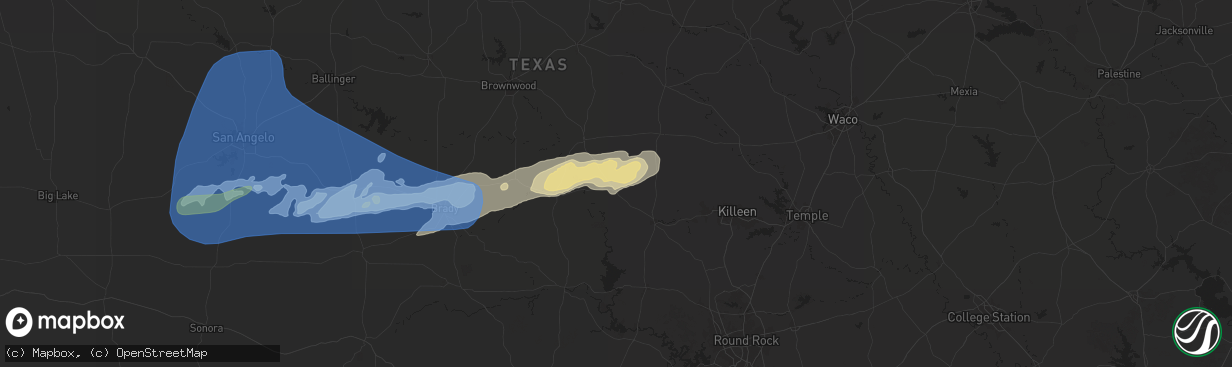 Hail map in Lometa, TX on March 3, 2025