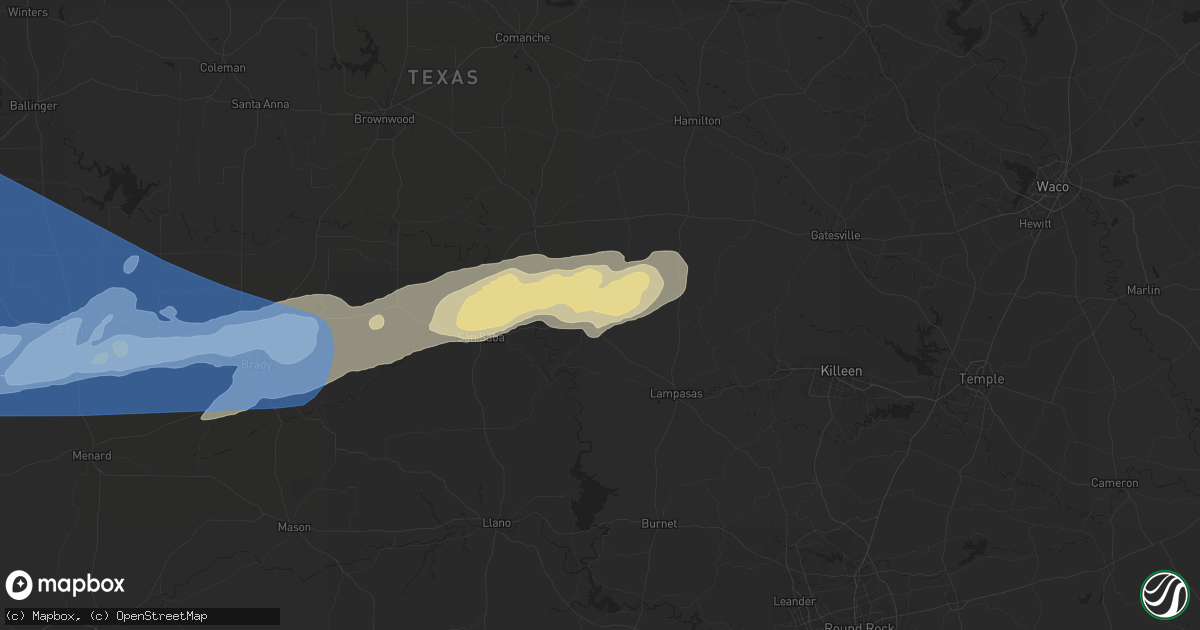 Hail map in Lometa, TX on March 3, 2025