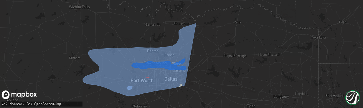 Hail map in Mckinney, TX on March 3, 2025