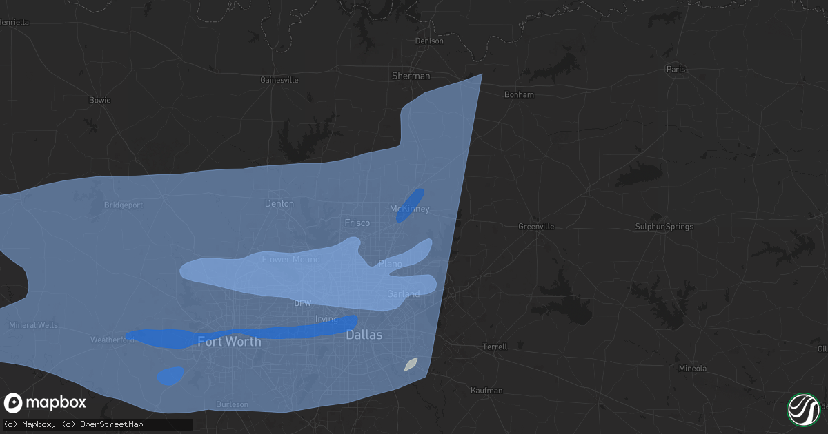Hail map in Mckinney, TX on March 3, 2025