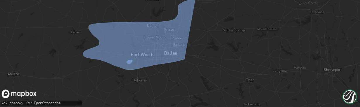 Hail map in Mesquite, TX on March 3, 2025