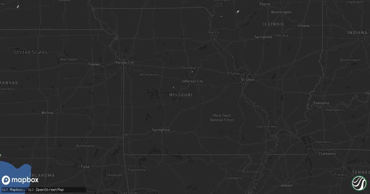 Hail map in Missouri on March 3, 2025