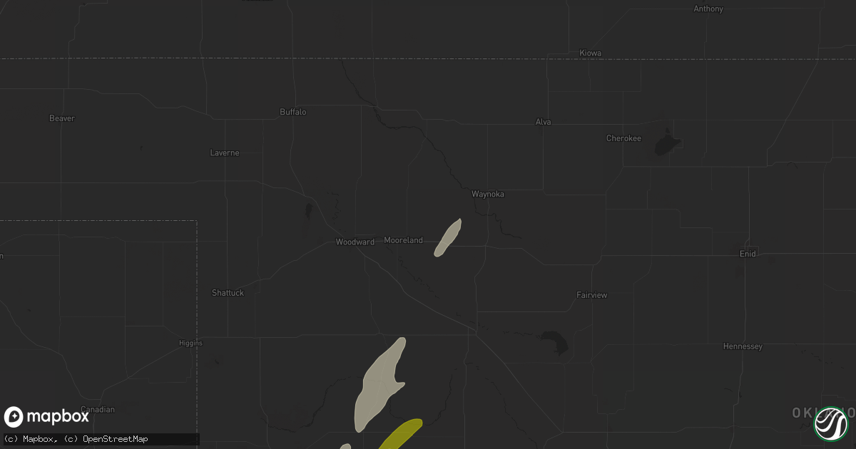 Hail map in Mooreland, OK on March 3, 2025