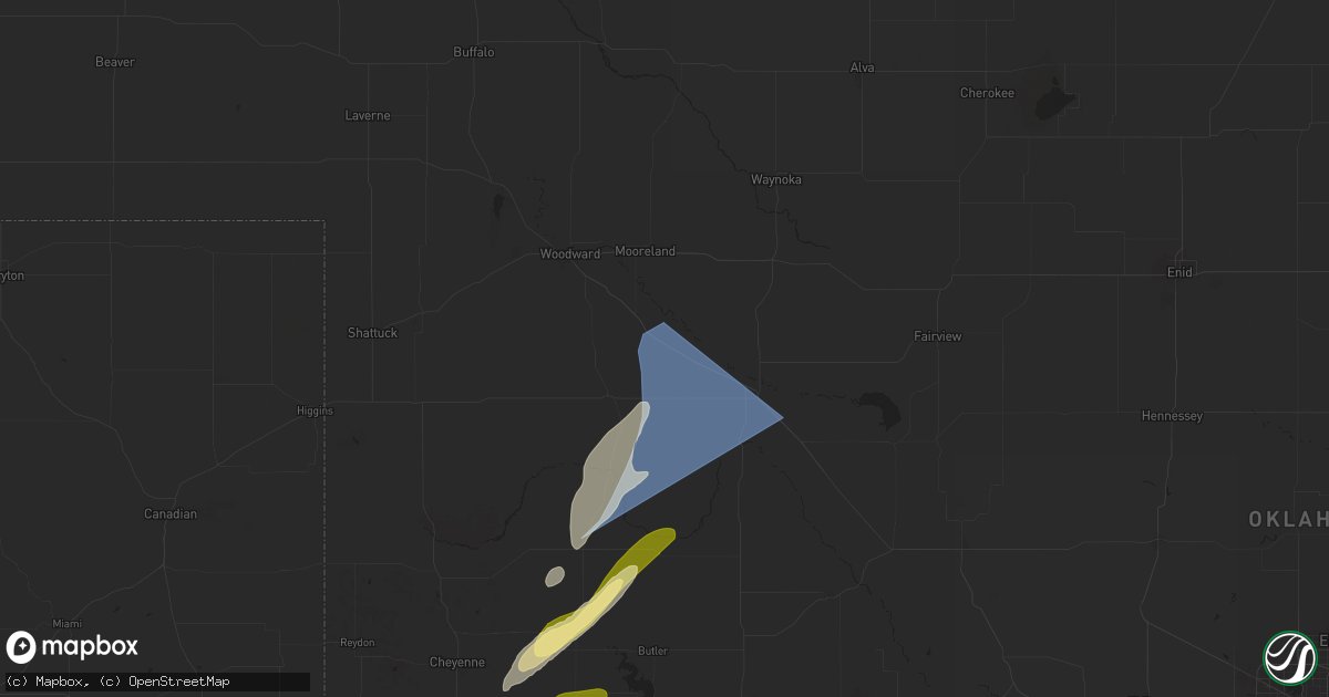 Hail map in Mutual, OK on March 3, 2025