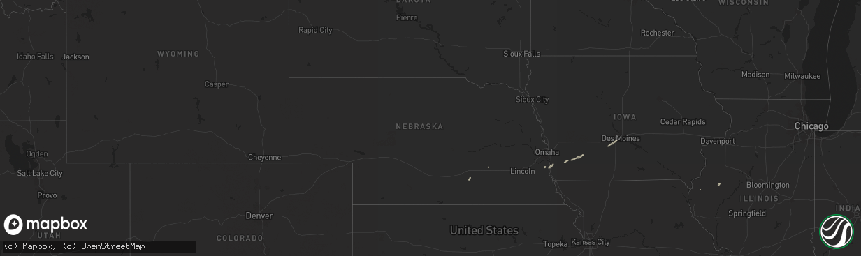 Hail map in Nebraska on March 3, 2025