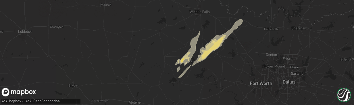 Hail map in Newcastle, TX on March 3, 2025