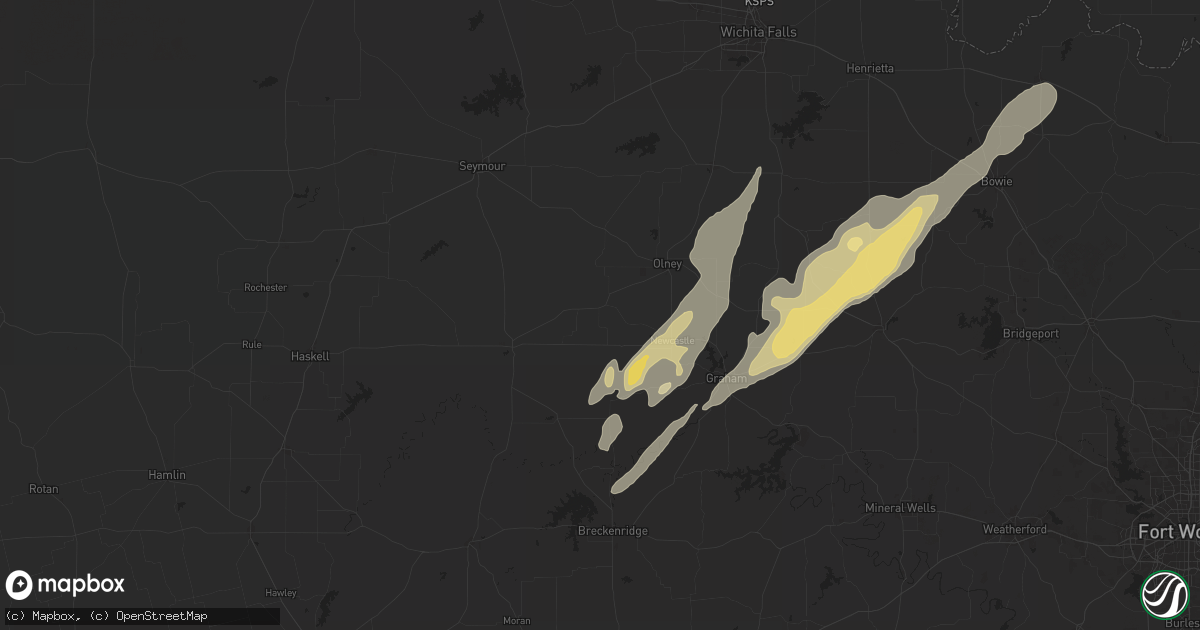 Hail map in Newcastle, TX on March 3, 2025