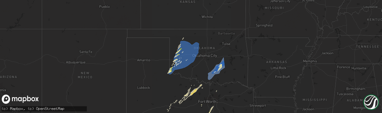 Hail map in Oklahoma on March 3, 2025