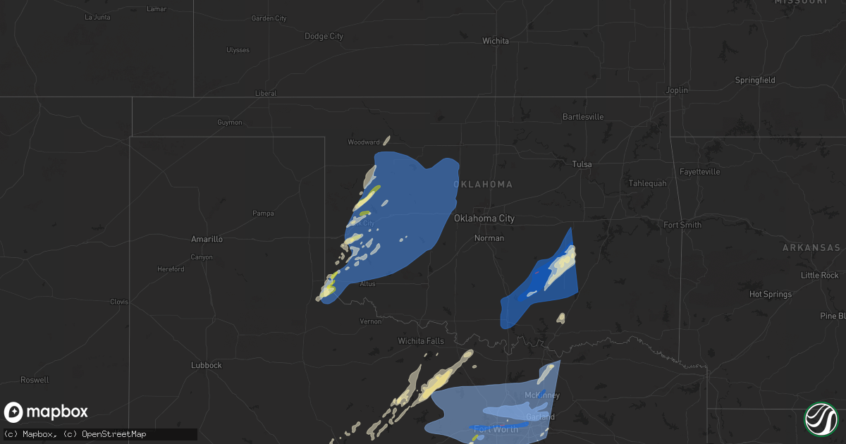 Hail map in Oklahoma on March 3, 2025