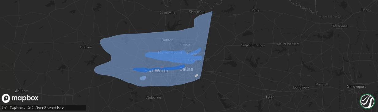 Hail map in Richardson, TX on March 3, 2025