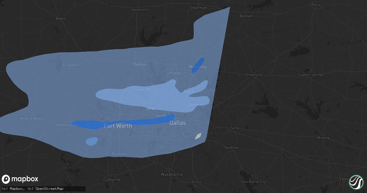 Hail map in Richardson, TX on March 3, 2025