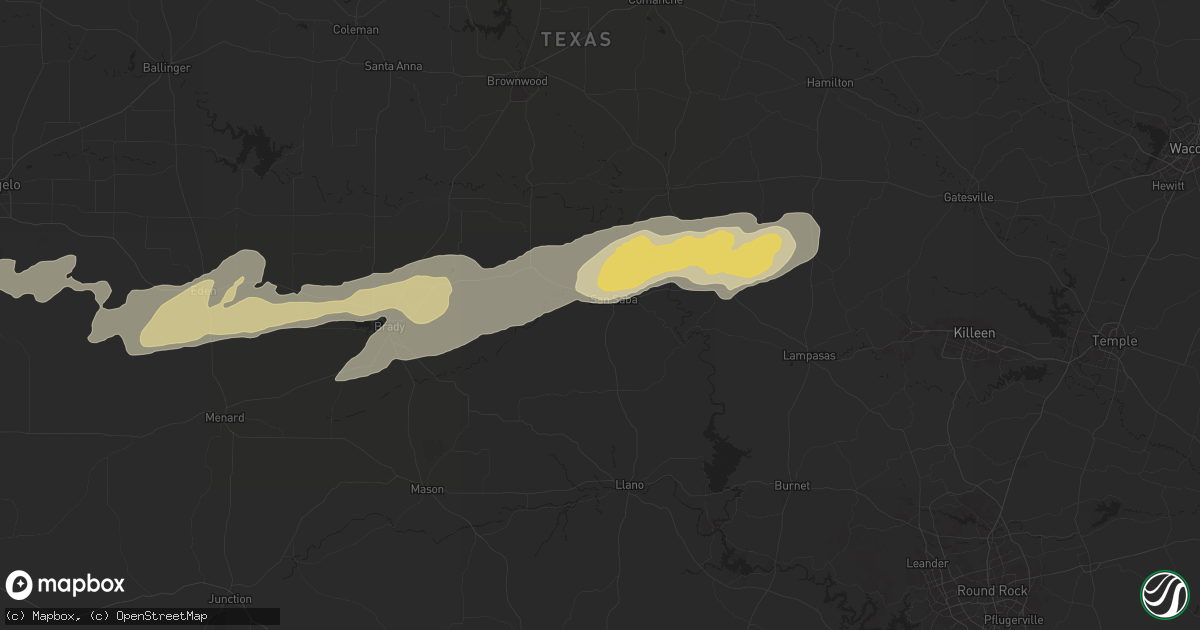 Hail map in San Saba, TX on March 3, 2025
