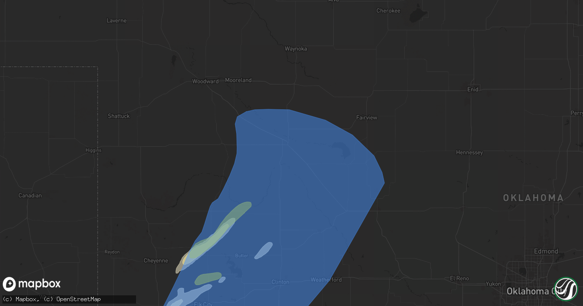 Hail map in Seiling, OK on March 3, 2025