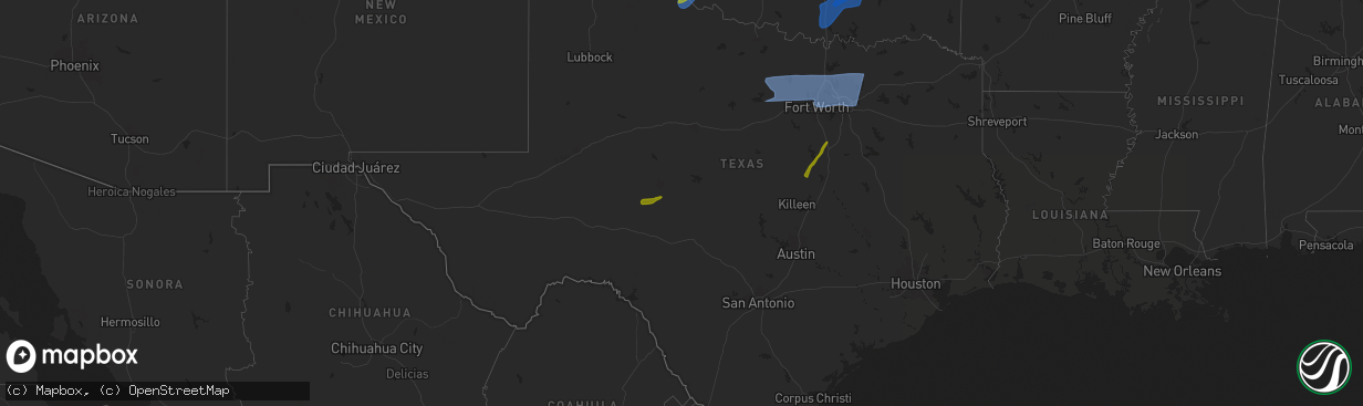 Hail map in Texas on March 3, 2025