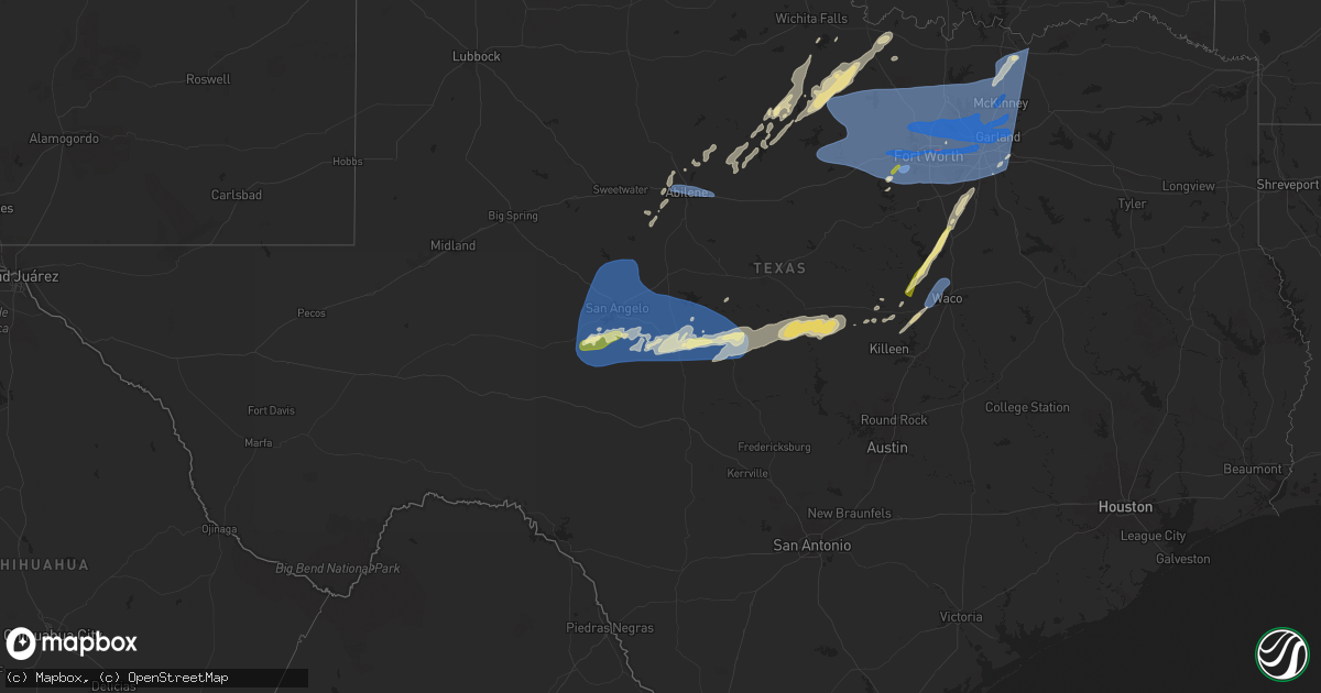 Hail map in Texas on March 3, 2025