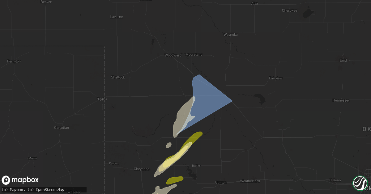 Hail map in Vici, OK on March 3, 2025