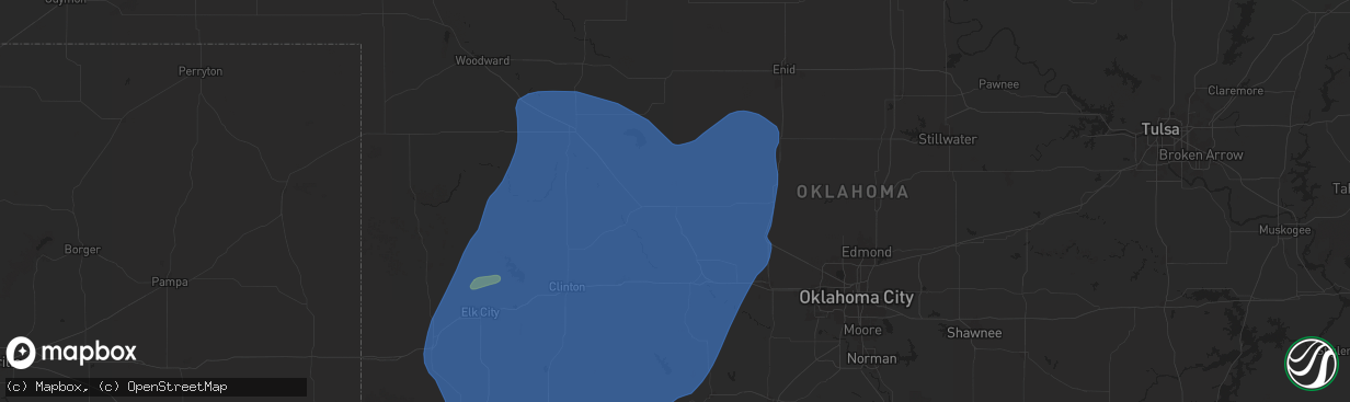 Hail map in Watonga, OK on March 3, 2025