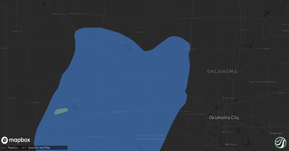 Hail map in Watonga, OK on March 3, 2025