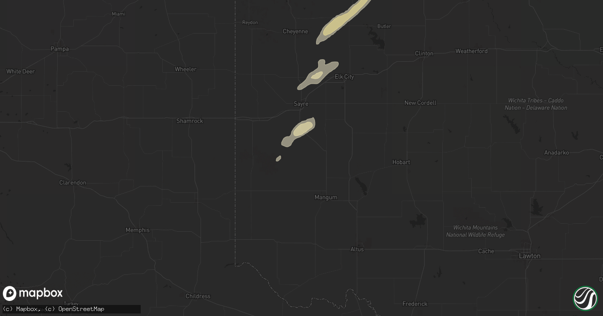 Hail map in Willow, OK on March 3, 2025