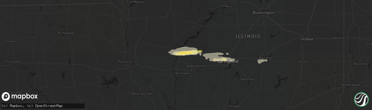 Hail map in Arenzville, IL on March 3, 2026
