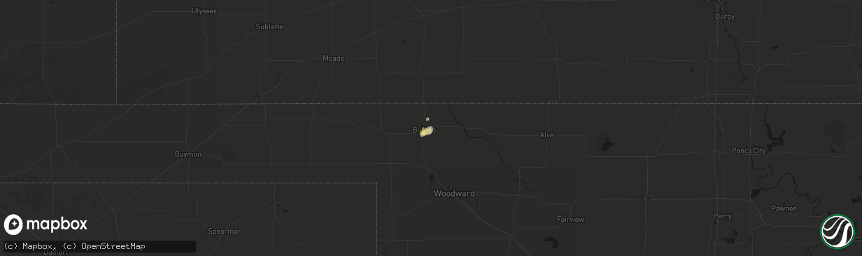Hail map in Buffalo, OK on March 3, 2026