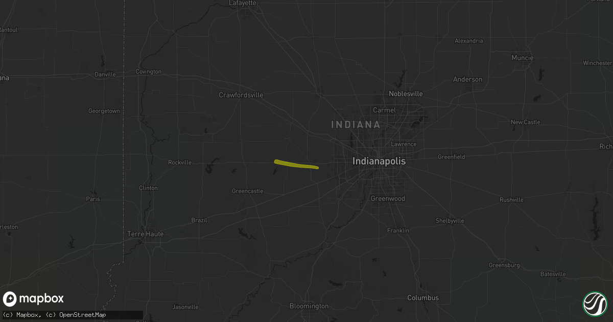 Hail map in Danville, IN on March 3, 2026