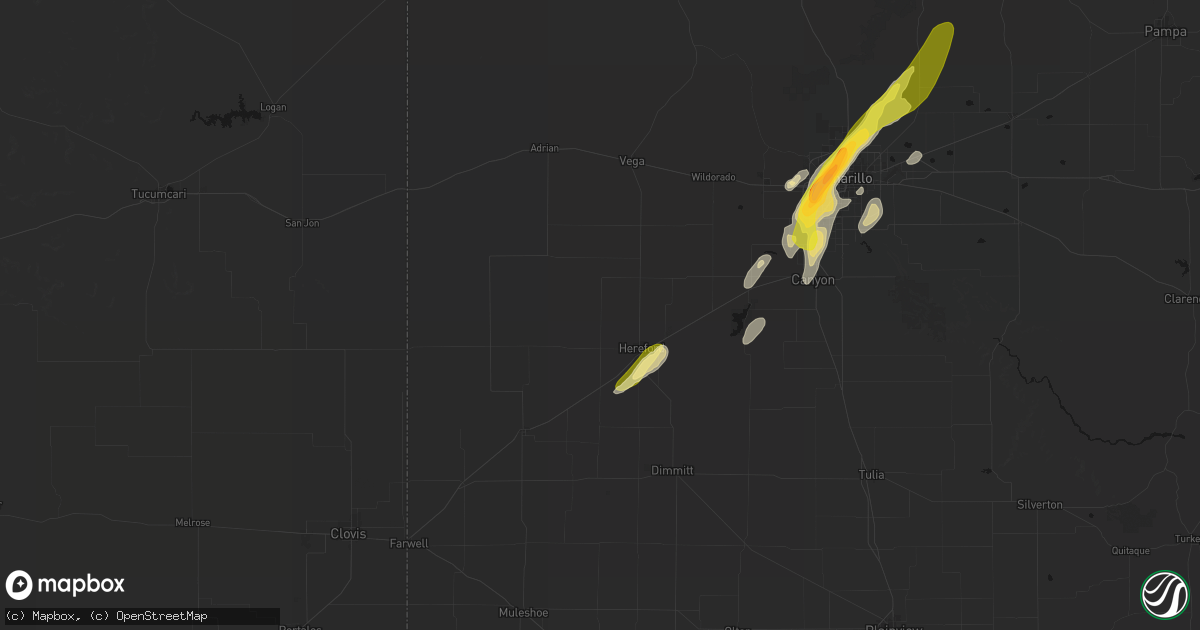 Hail map in Hereford, TX on March 3, 2026